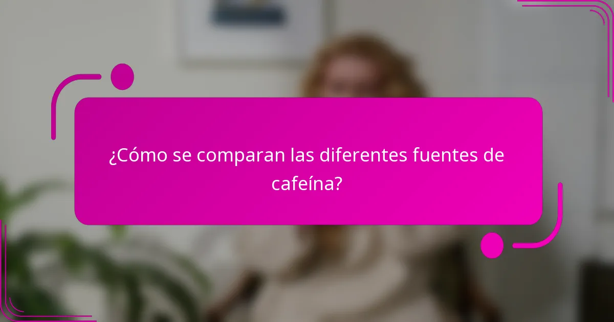 ¿Cómo se comparan las diferentes fuentes de cafeína?
